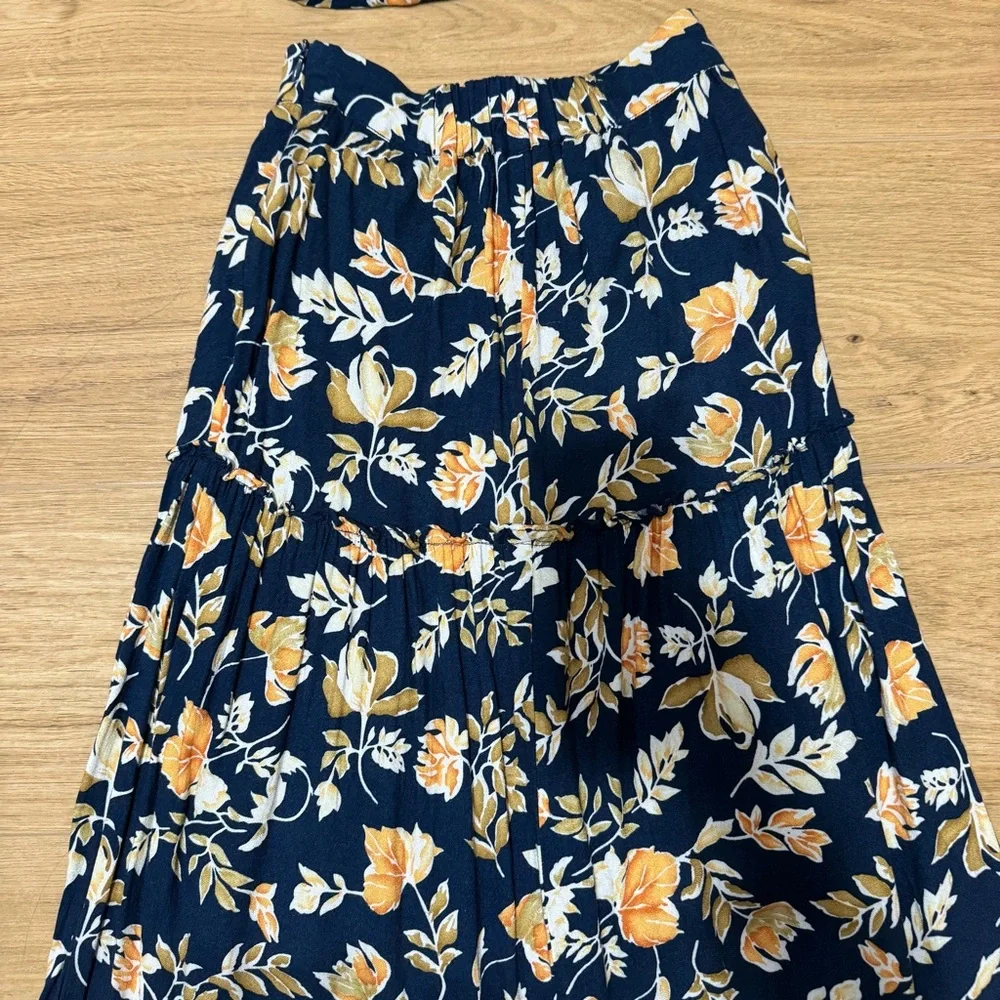 Seven Wonders Elana Crop Top Maxi Skirt Set Women XS One Shoulder Floral Tiered